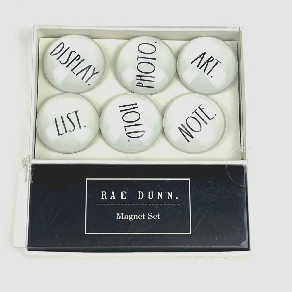 Rae Dunn Magnet Set 6 Glass-Dome Magnets Display List Photo Art Note Hold MAG09